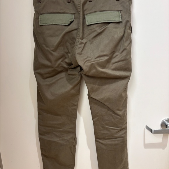 The Kooples Mid Rise Straight Leg Cotton Chino Khaki Green Colorblock Pants S - Picture 3 of 6